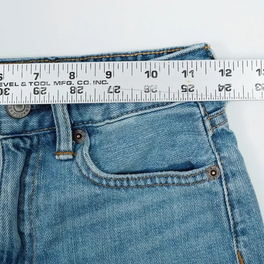 Polo Ralph Lauren Girls Denim Shorts Size M 8 Blue Frayed Hem Cotton